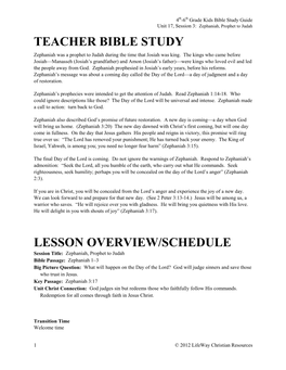 Teacher Bible Study Lesson Overview