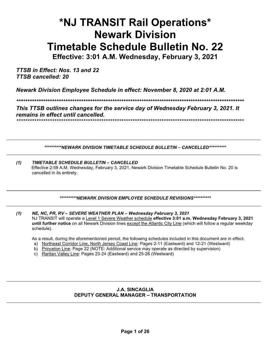 NJ TRANSIT Rail Operations* Newark Division Timetable Schedule Bulletin No