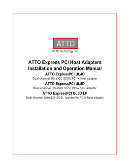 ATTO Express PCI Host Adapters Installation And