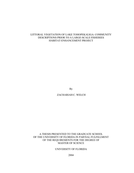 Littoral Vegetation of Lake Tohopekaliga: Community Descriptions Prior to a Large-Scale Fisheries Habitat-Enhancement Project