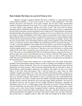 René Galand, the Emsav in a Novel of Yeun Ar Gow