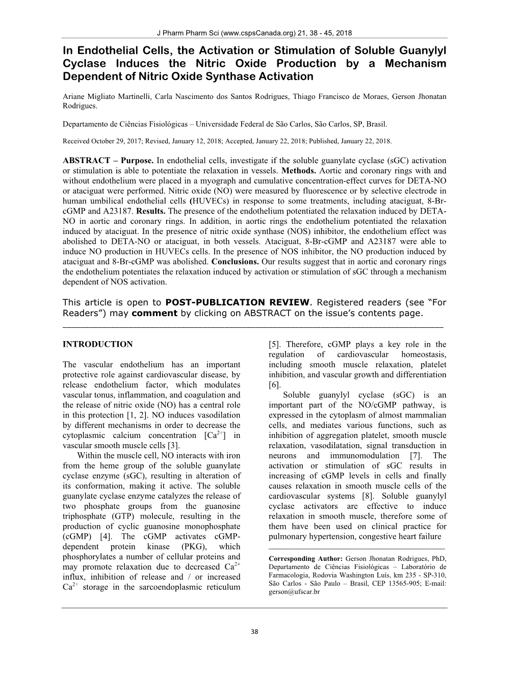 In Endothelial Cells, the Activation Or Stimulation of Soluble Guanylyl