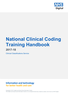 National Clinical Coding Training Handbook 2017-18 Clinical Classifications Service