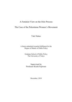 A Feminist View on the Oslo Process the Case of the Palestinian