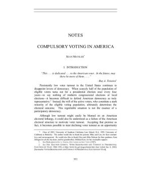 Notes Compulsory Voting in America