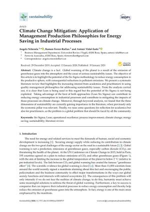 Climate Change Mitigation: Application of Management Production Philosophies for Energy Saving in Industrial Processes