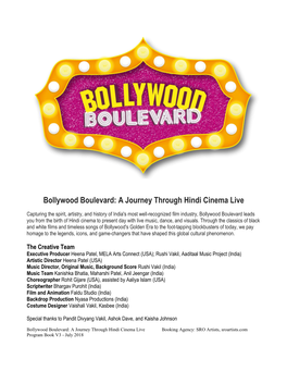 Bollywood Boulevard: a Journey Through Hindi Cinema Live