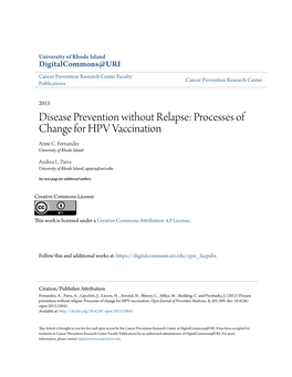 Processes of Change for HPV Vaccination Anne C