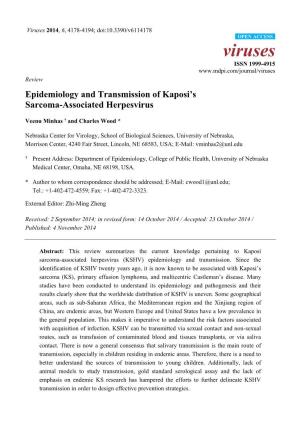 Epidemiology and Transmission of Kaposi's Sarcoma