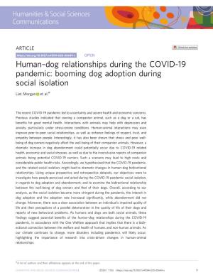Human–Dog Relationships During the COVID-19 Pandemic: Booming Dog Adoption During Social Isolation