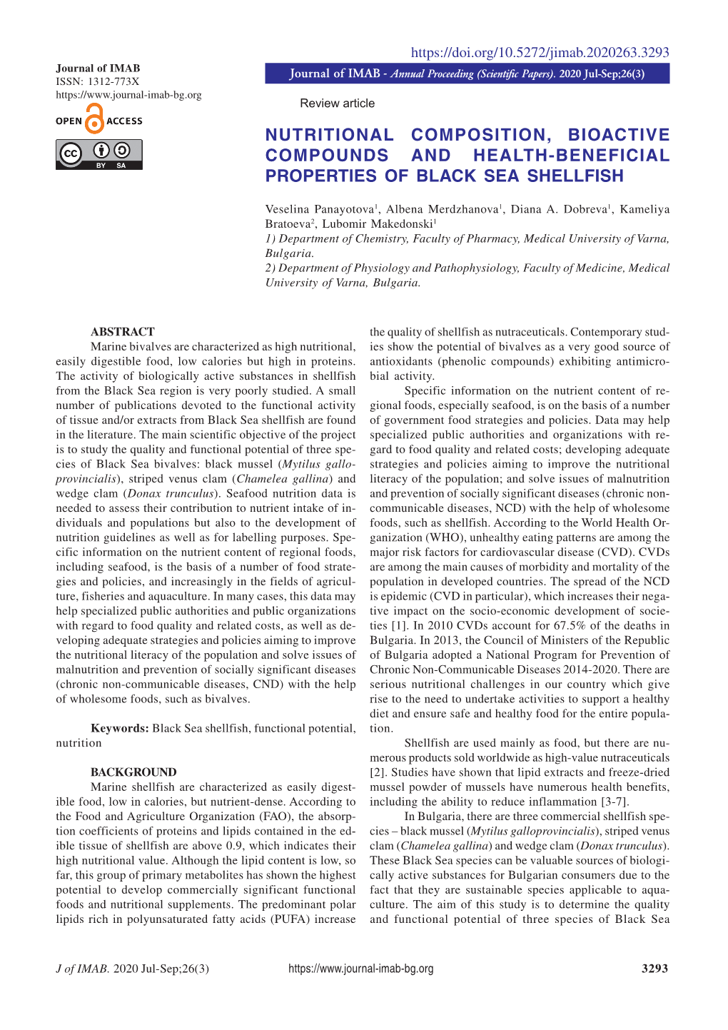 Nutritional Composition, Bioactive Compounds and Health-Beneficial Properties of Black Sea Shellfish