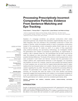 Processing Prescriptively Incorrect Comparative Particles: Evidence from Sentence-Matching and Eye-Tracking