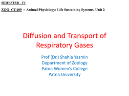 Diffusion and Transport of Respiratory Gases