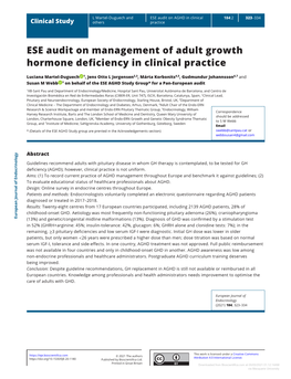 ESE Audit on Management of Adult Growth Hormone Deficiency In