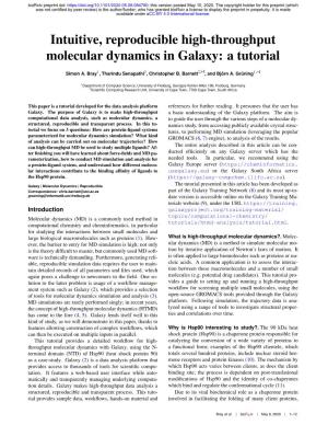 Intuitive, Reproducible High-Throughput Molecular Dynamics in Galaxy: a Tutorial