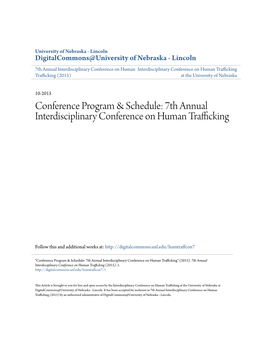 7Th Annual Interdisciplinary Conference on Human Trafficking