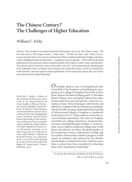 The Chinese Century? the Challenges of Higher Education