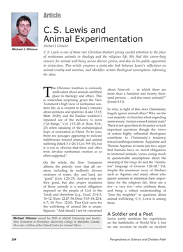 C. S. Lewis and Animal Experimentation Michael J