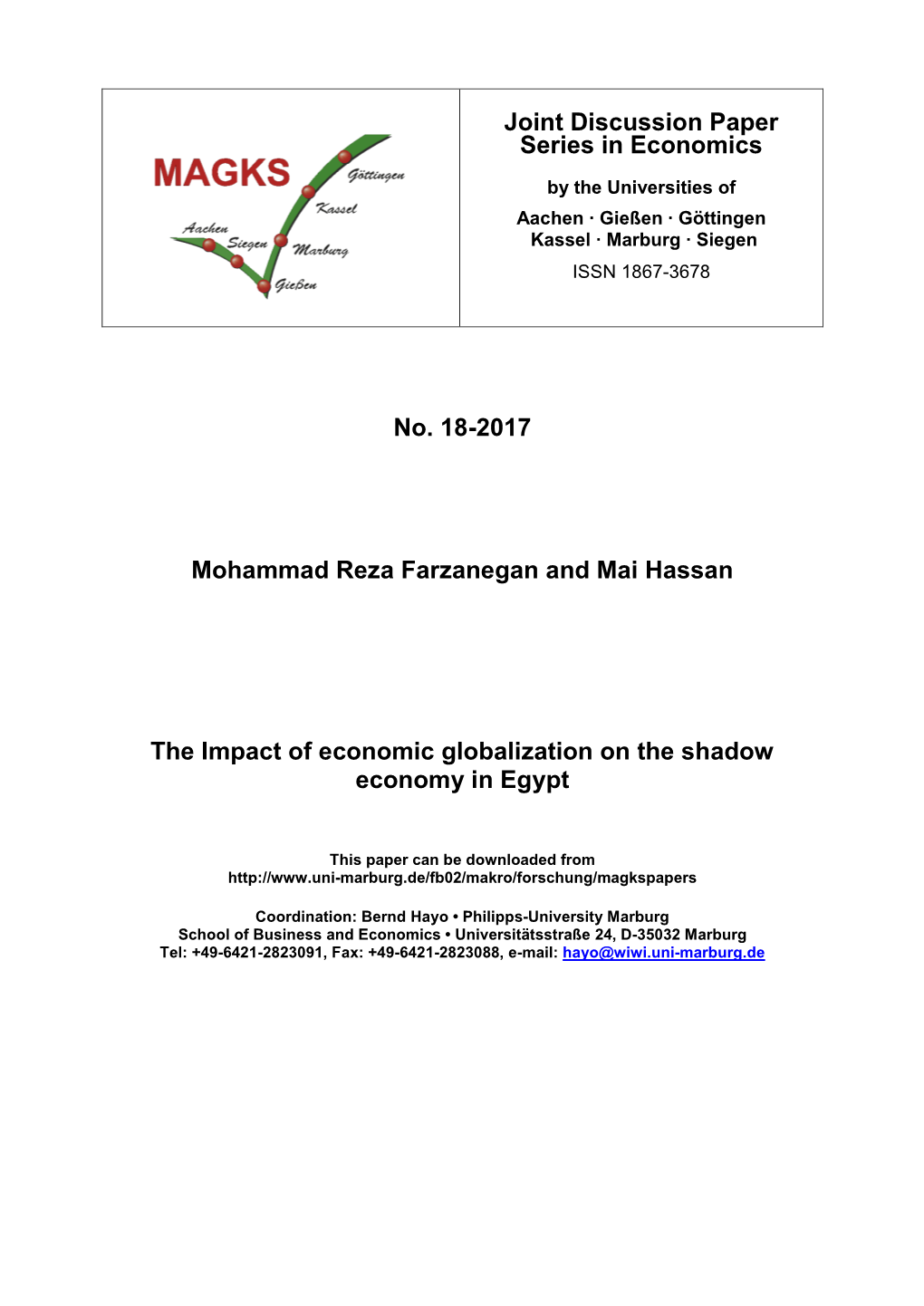 The Impact of Economic Globalization on the Shadow Economy in Egypt
