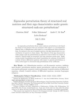 Eigenvalue Perturbation Theory of Structured Real Matrices and Their Sign Characteristics Under Generic Structured Rank-One Perturbations∗