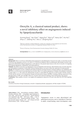 Oroxylin A, a Classical Natural Product, Shows a Novel Inhibitory