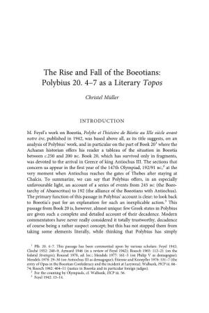The Rise and Fall of the Boeotians: Polybius 20. 4–7 As a Literary Topos