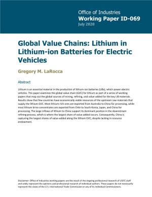 Lithium in Lithium-Ion Batteries for Electric Vehicles