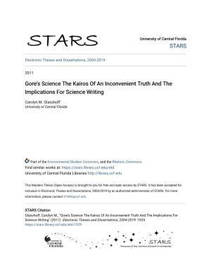 Gore's Science the Kairos of an Inconvenient Truth and the Implications for Science Writing