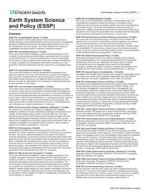 Earth System Science and Policy (ESSP) - 1
