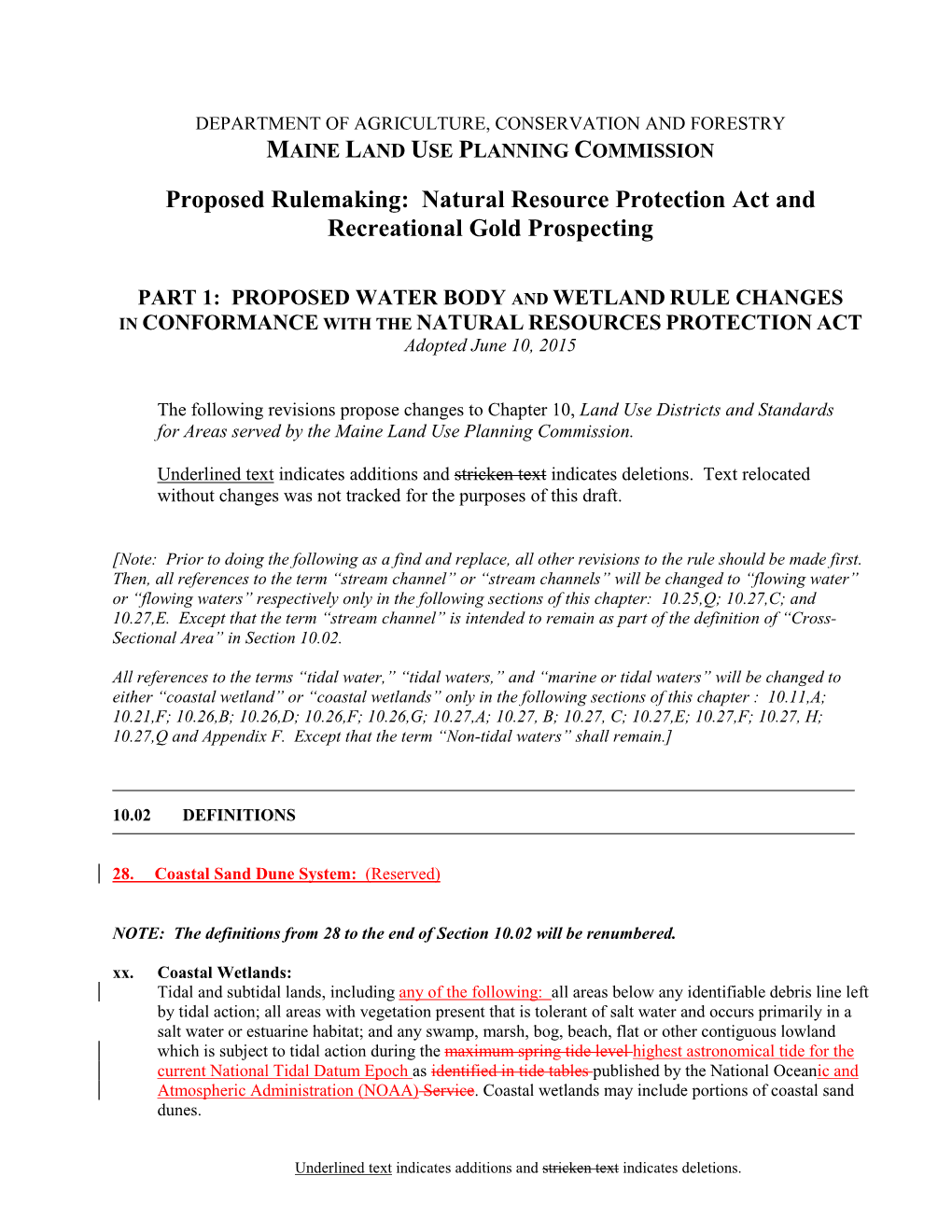 Proposed Rulemaking: Natural Resource Protection Act and Recreational Gold Prospecting