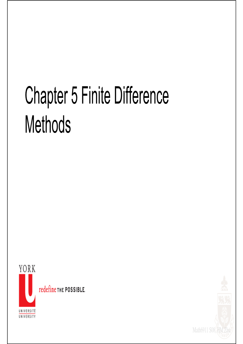 Lecure 5 Finite Difference Methods