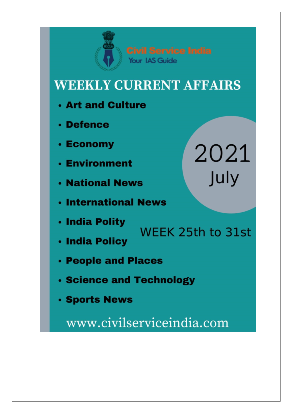 Download Weekly Current Affairs Magazine Here