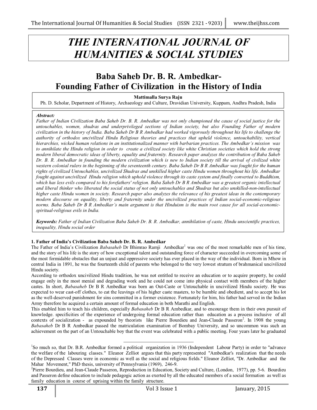 The International Journal of Humanities & Social Studies