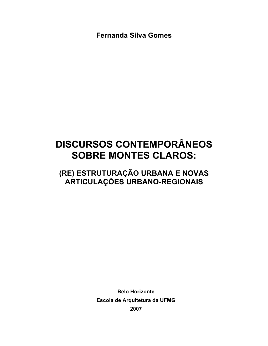 Discursos Contemporâneos Sobre Montes Claros