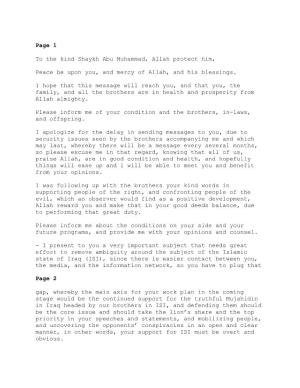 Letter to Shaykh Abu Muhammad 17 August 2007