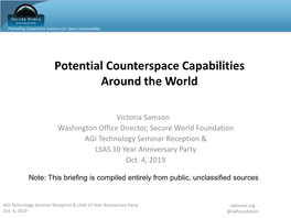 Potential Counterspace Capabilities Around the World