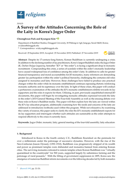 A Survey of the Attitudes Concerning the Role of the Laity in Korea's Jogye Order