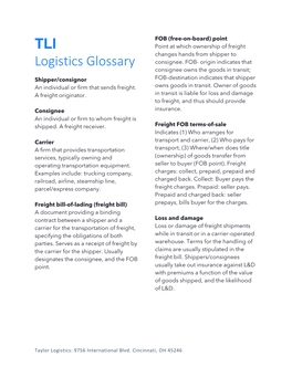 TLI Logistics Glossary