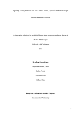 1 Equitably Ending the Fossil Fuel Era: Climate Justice, Capital, & The