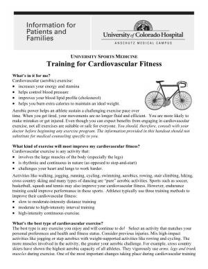 Training for Cardiovascular Fitness, Continued