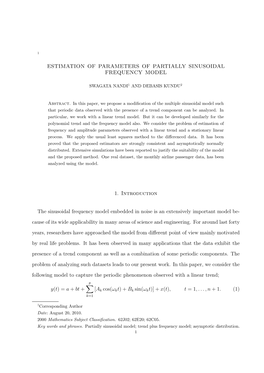 Estimation of Parameters of Partially Sinusoidal Frequency Model