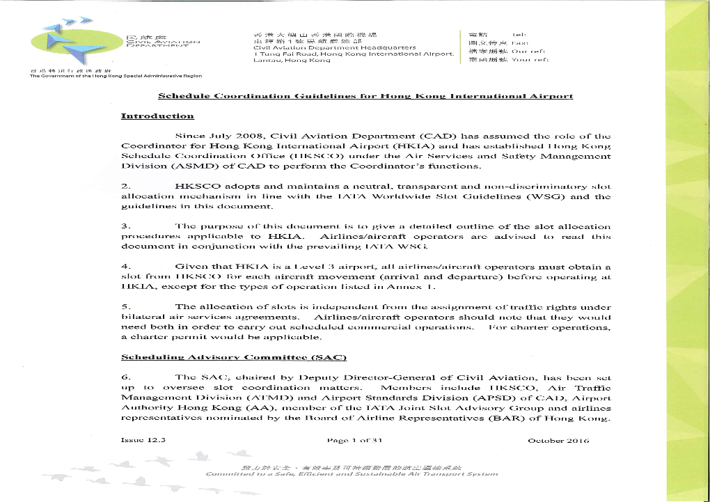 SC Guidelines for HKIA (Issue 12.3