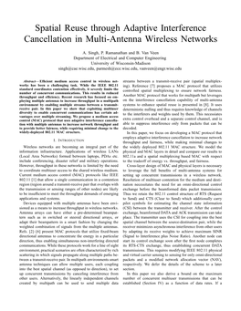 Spatial Reuse Through Adaptive Interference Cancellation in Multi-Antenna Wireless Networks