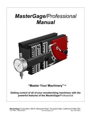 Mastergage/Professional Manual