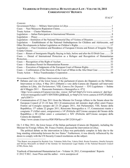 Yearbook of International Humanitarian Law - Volume 14, 2011 Correspondents ’ Reports