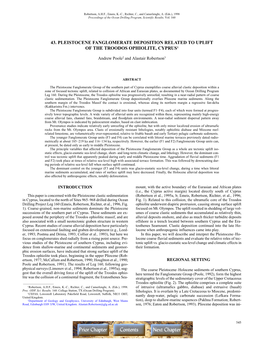 43. Pleistocene Fanglomerate Deposition Related to Uplift of the Troodos Ophiolite, Cyprus1