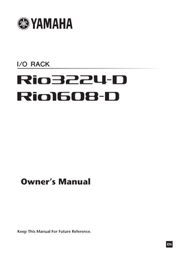 Yamaha Rio1608-D Dante Stage Box Rental Manual