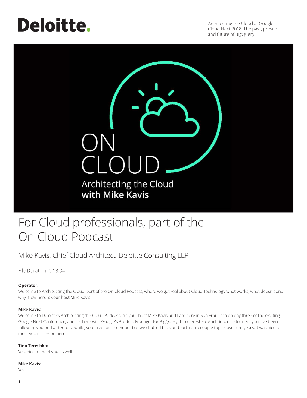 For Cloud Professionals, Part of the on Cloud Podcast
