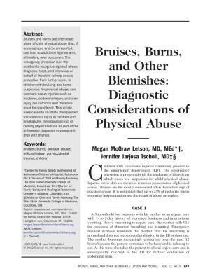 Bruises, Burns, and Other Blemishes: Diagnostic
