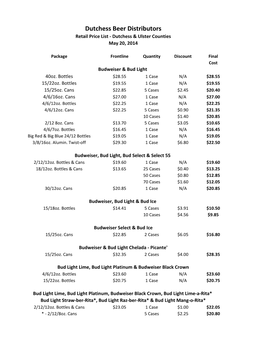 Retail Price List - Dutchess & Ulster Counties May 20, 2014